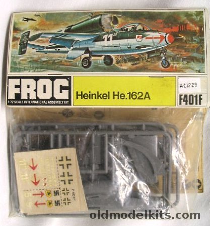 Frog 1/72 Heinkel He-162 A-2 / A-3  - 3/JG1 Leck Germany Oberlt Demuth 1945 or A-3 from JG1 Leck 1945 - Bagged, F401F plastic model kit